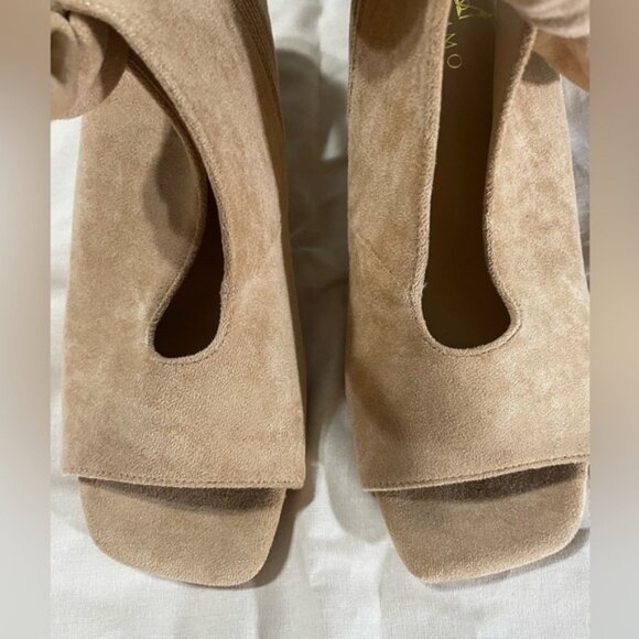 MOOMMO Women Heeled Sandals with Bow Peep Toe Chunky Block Low Heel Size 9 - Picture 2 of 11